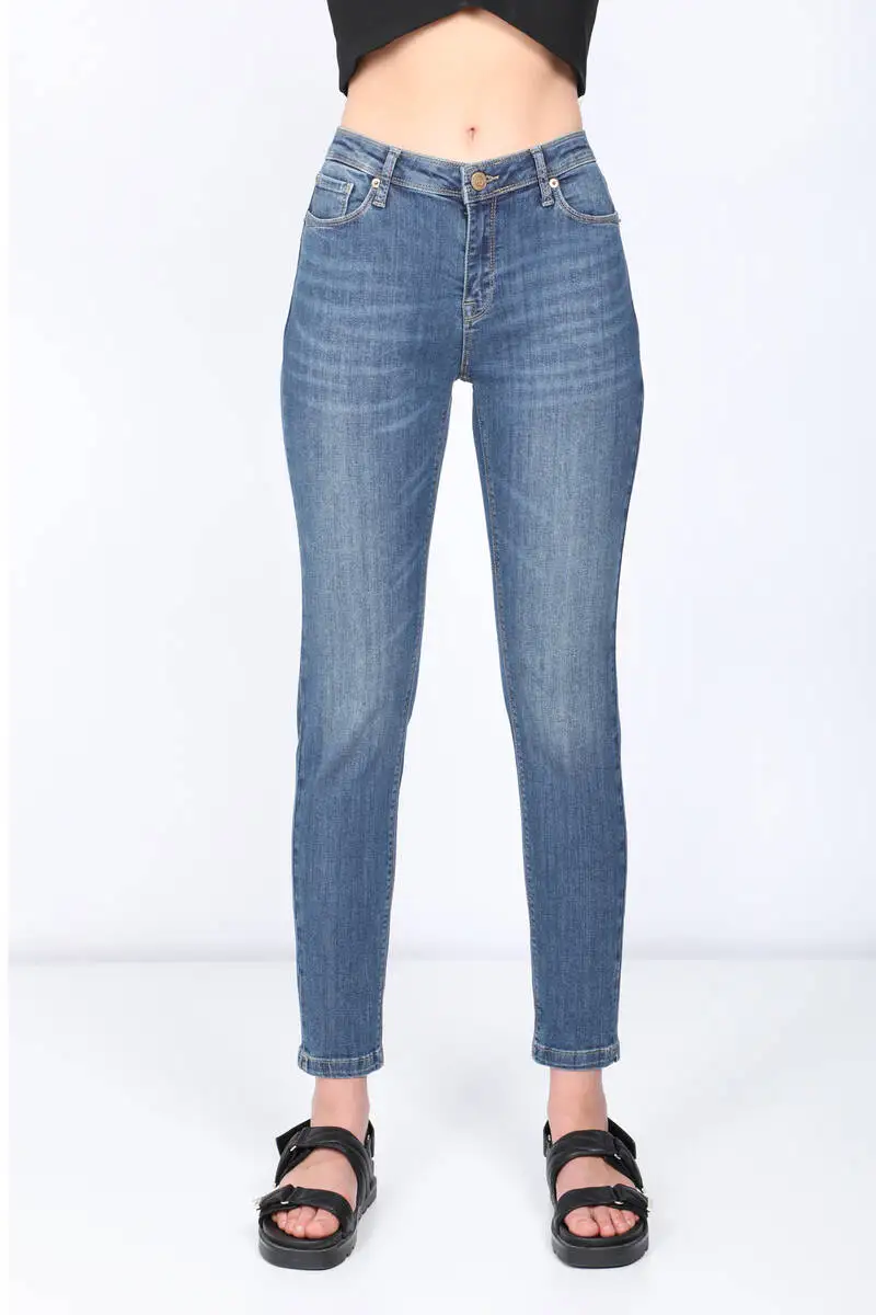 Women's Dark Blue Straight Jean Pants