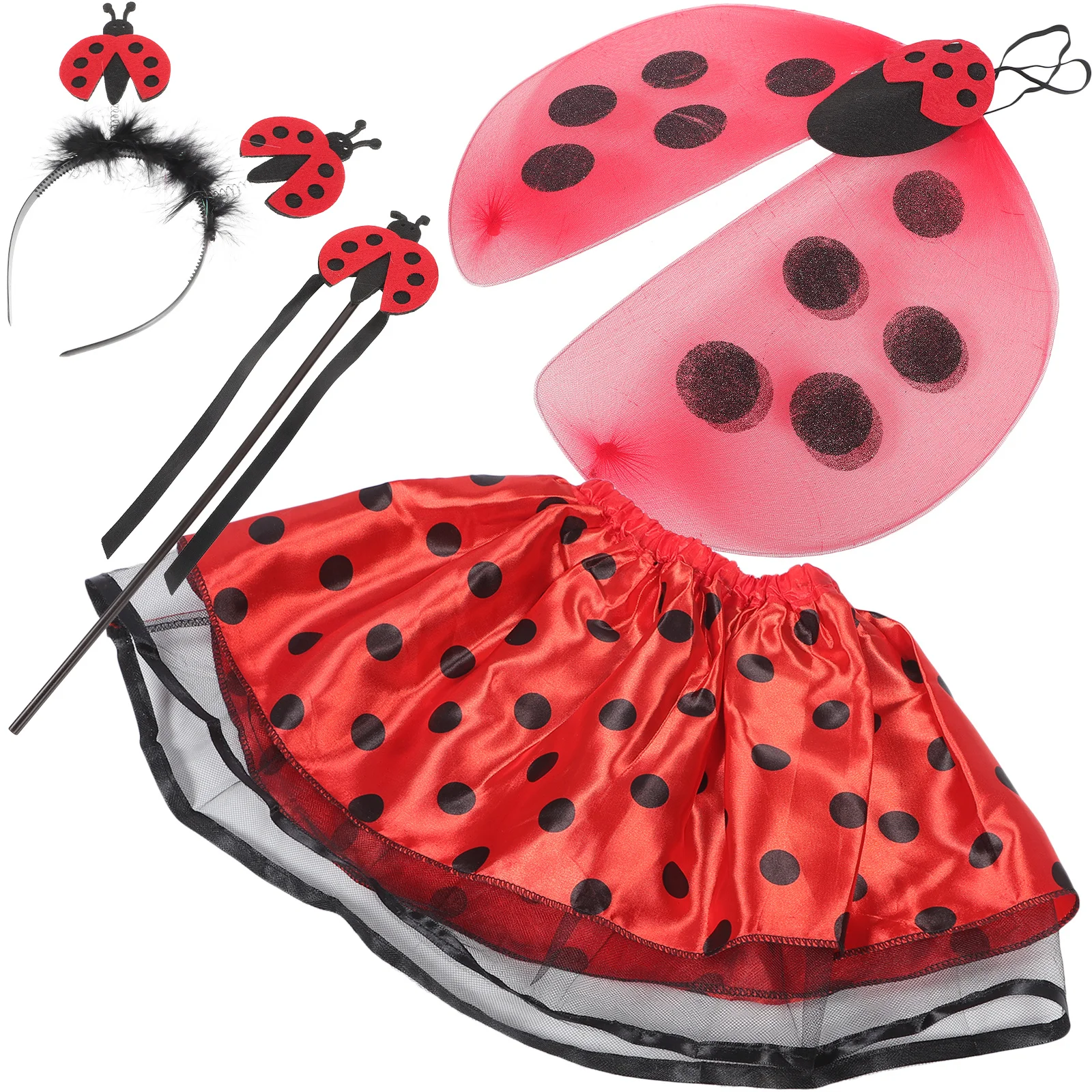 

4Pcs Fairy Costume Set Headband Wand Tutu Skirt Princess Dress Birthday Party Cosplay Fairy Costume