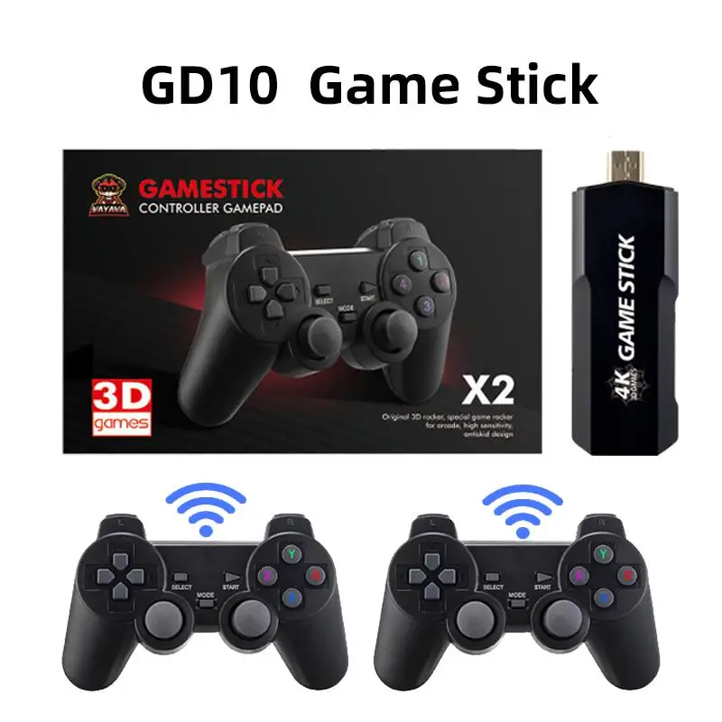 New Retro Video Game Console GD10 4K HD Output Game Stick Emuelec 4.3 System 2.4G Wireless Controllers 3D PSP PS1 40Simulators