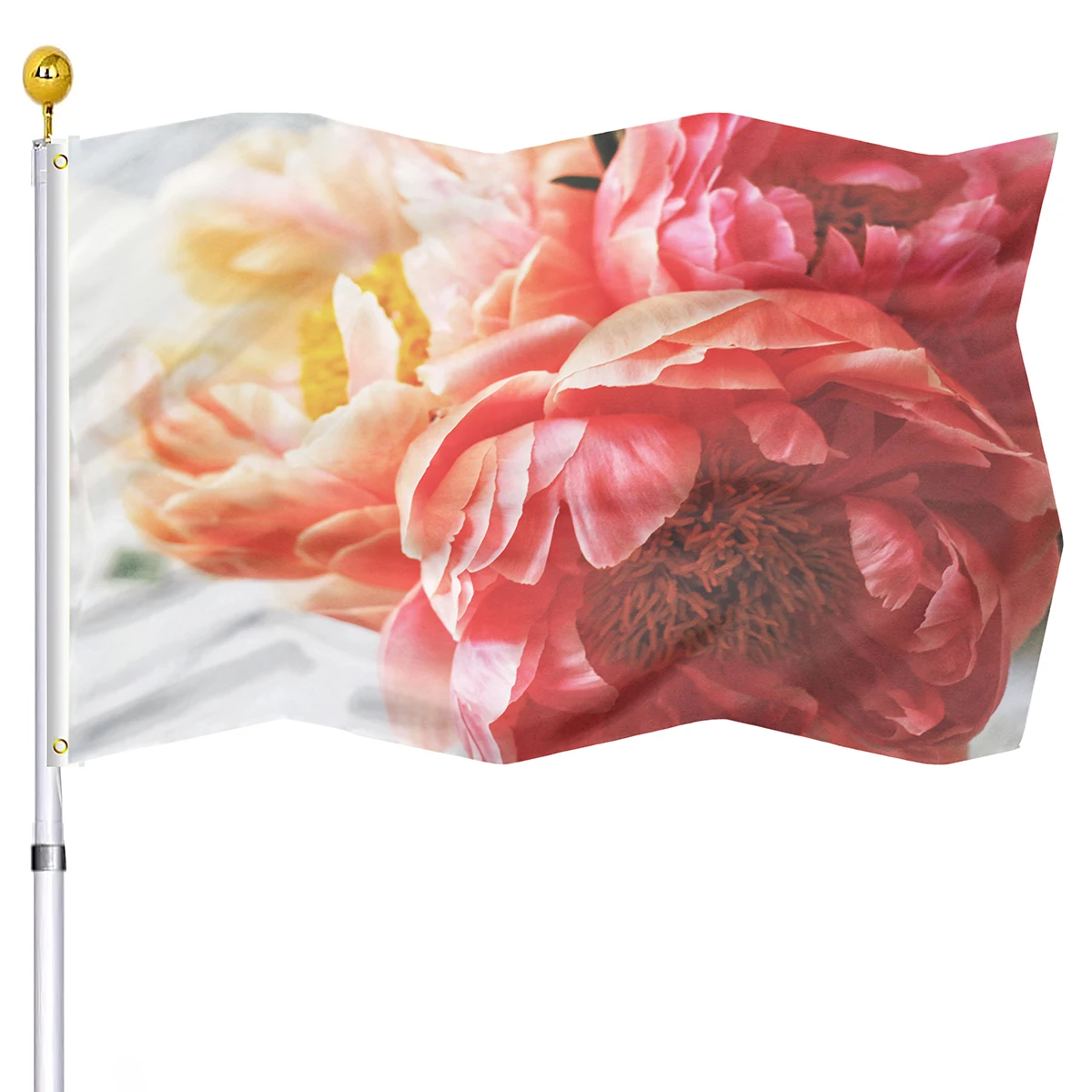 

Beautiful Floral Flag Spring Home Decoratives Double Stitched Peony Flowers Flags Banner with Brass Grommets for Women Mom Gifts