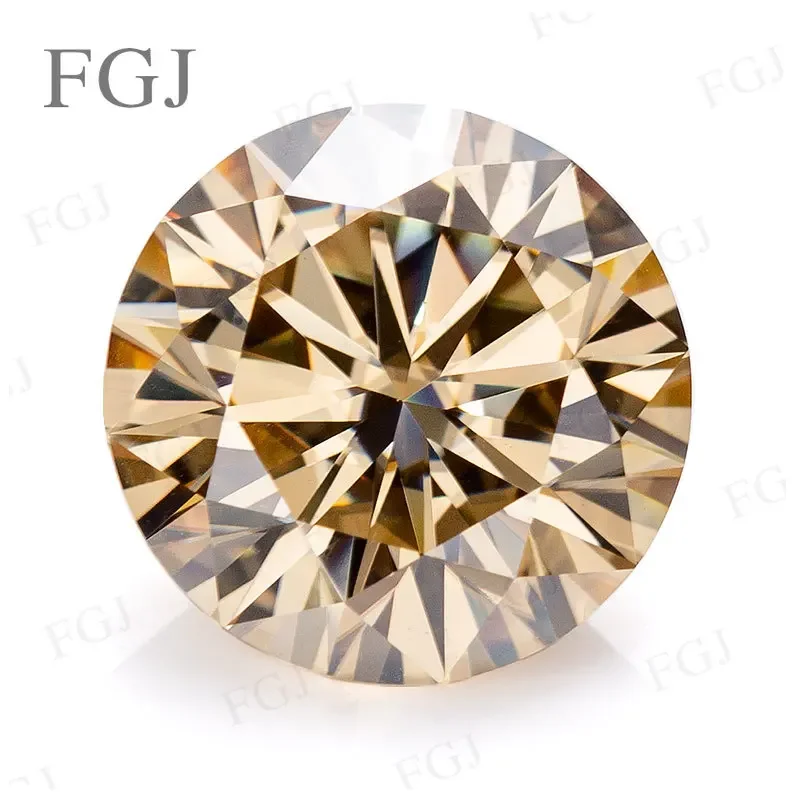 

Lab-Grown Moissanite Diamond Round VVS1 Loose Gemstone Beads Wholesale Price Champagne GRA For Women Rings/Pendant Making DIY