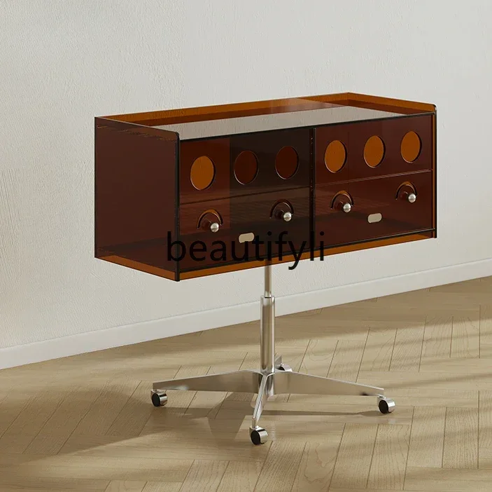 

Retro vinyl record player cabinet mobile magazine cabinet sofa TV side cabinet display storage