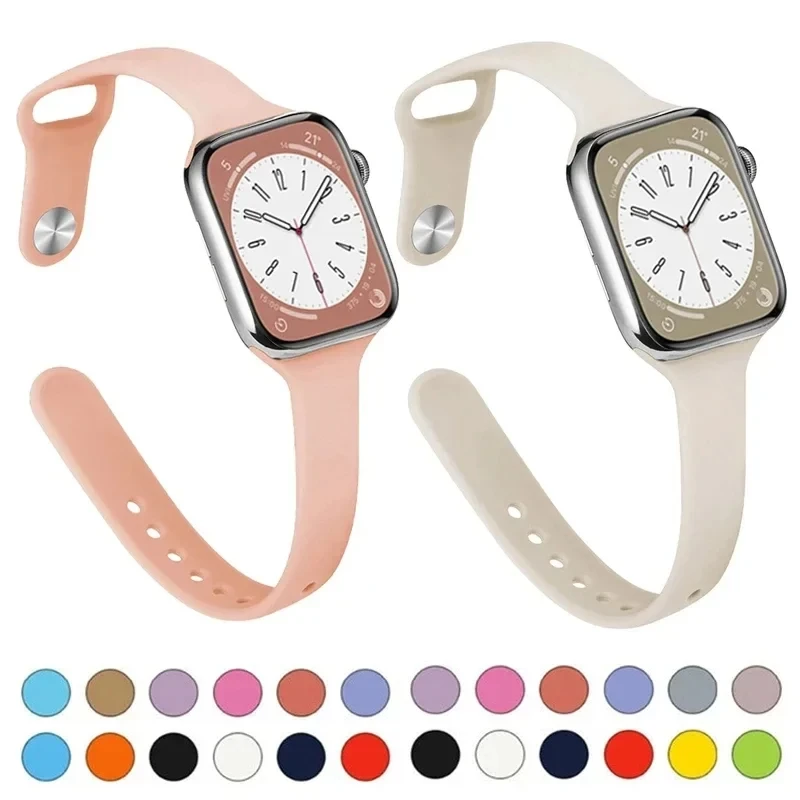 Modisches Schlankes Silikonarmband für Apple Watch Band 46mm 42mm 40mm 41mm 38mm 44mm Damen Armband Iwatch Serie 11 10 9 8 7 5 6 SE3