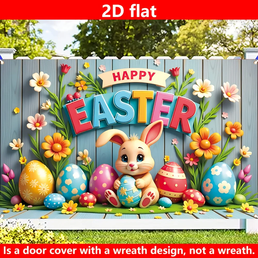 VIKAMA Osterhase-Themenbanner, Frohe Ostern, Dekoration, Banner, Fotografie-Hintergrund, Innen- und Außendekoration