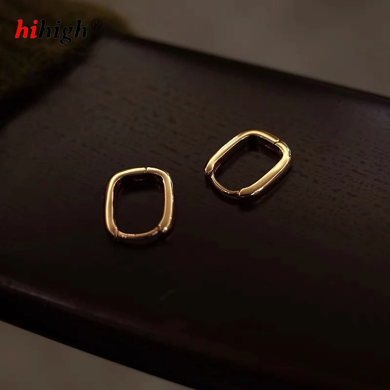 S925 Sterling Silver Plated with 14K Gold Korea Geometric U-shaped Earrings Woman Girl Minority Simplicity Superior Sense