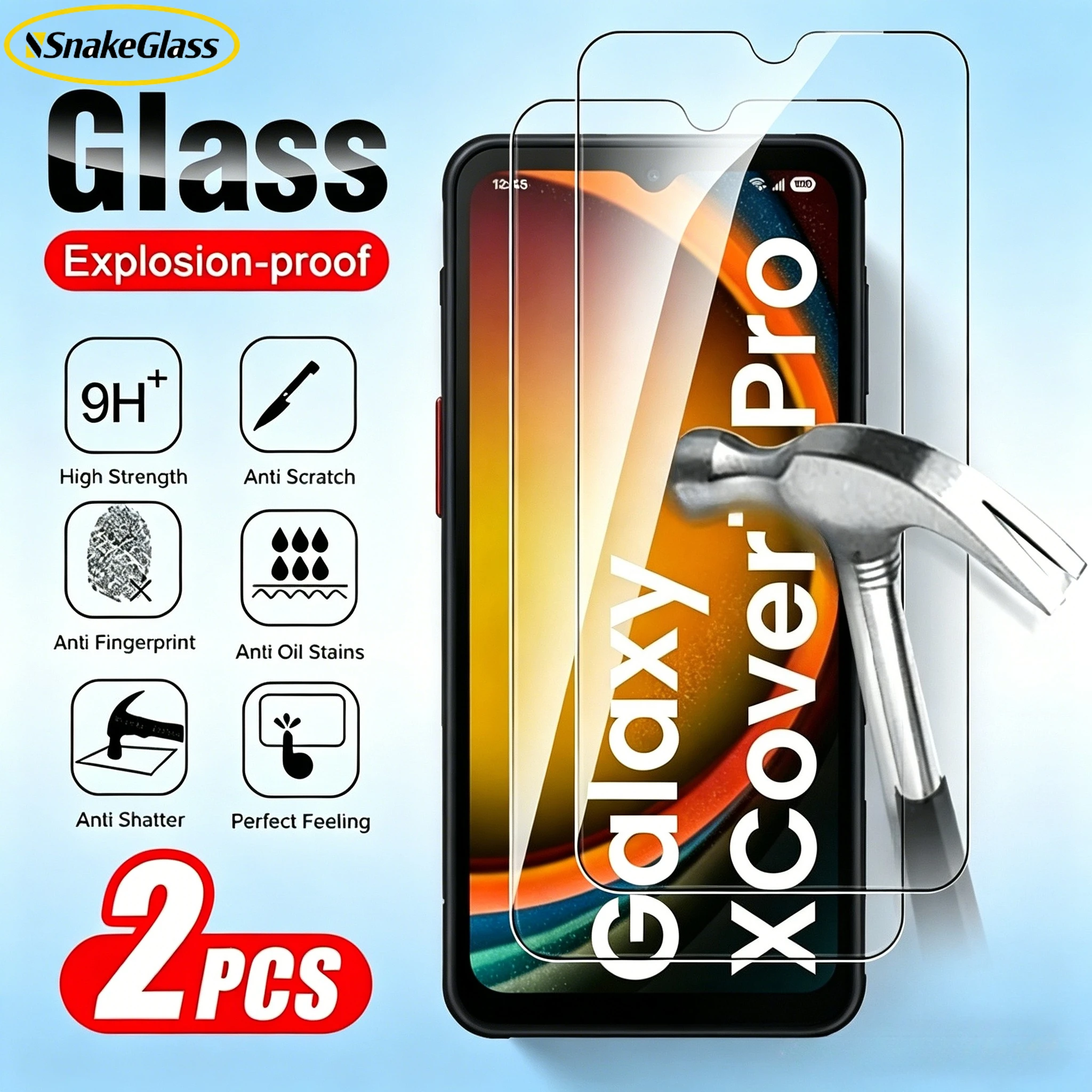 2 Stück HD gehärtetes Glas für Samsung Galaxy XCover7 XCover 7 6 Pro XCover 5 Displayschutzfolien, explosionsgeschützte, kratzfeste Folie