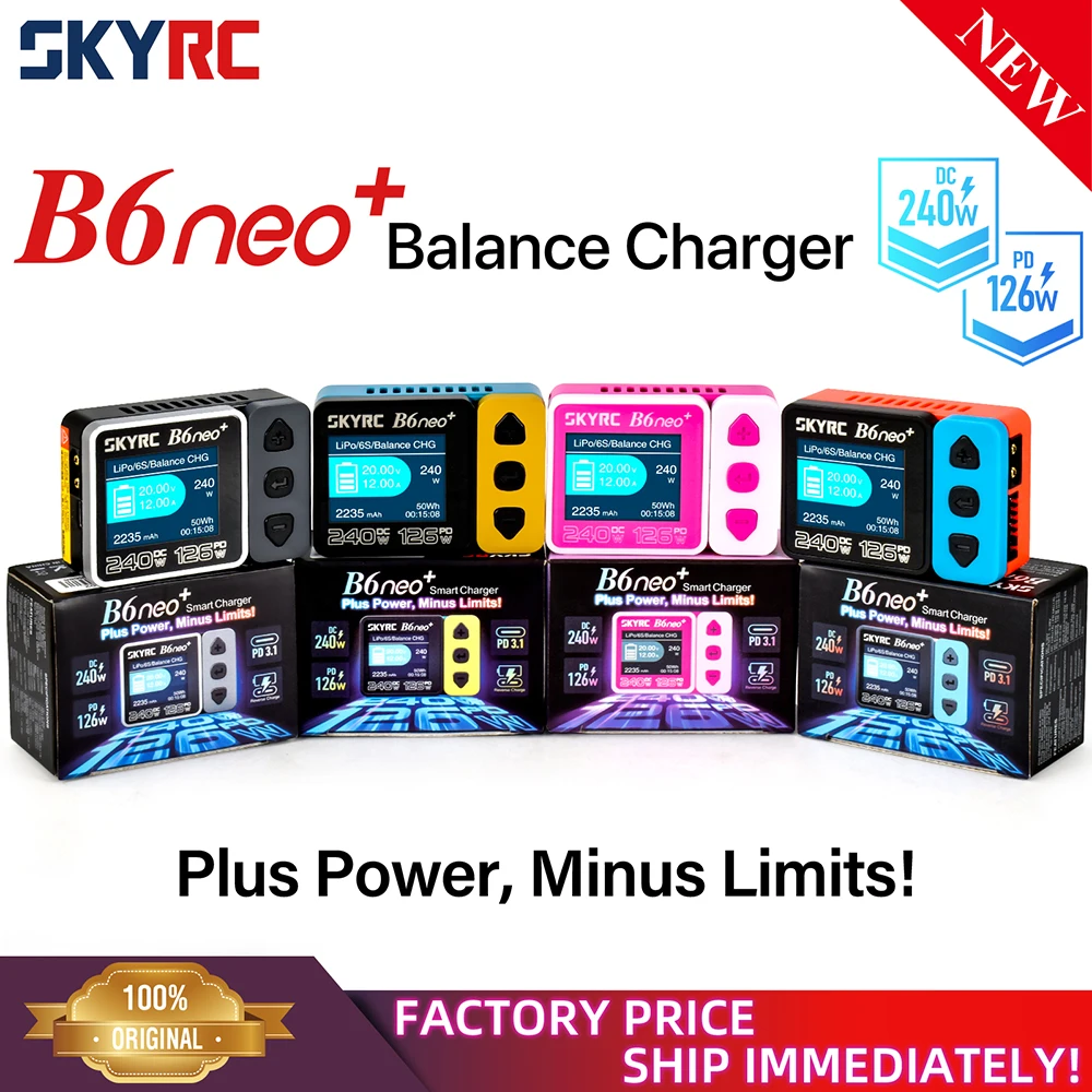 SKYRC B6neo / B6neo + Bateria LiPo Carregador de equilíbrio inteligente DC 200W PD 80W Entrada para modelo RC carro navio barco avião