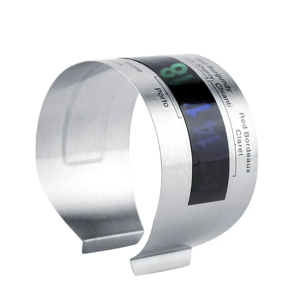 4 Pcs Stainless Steel Wine Thermometer LCD Display Clip LCD Temperature-changing Bottle Snap Thermometer Bracelet Beverage Tool