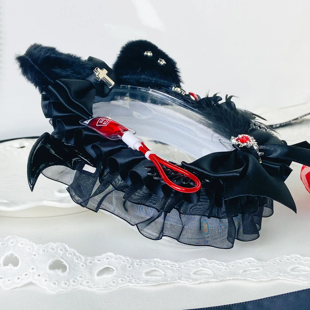 Anime Cartoon Dolls Display Bag for 10 cm Doll Out Bag Blacek Blood Red Lace Collectors Blind Box Case Storage Case Transparent