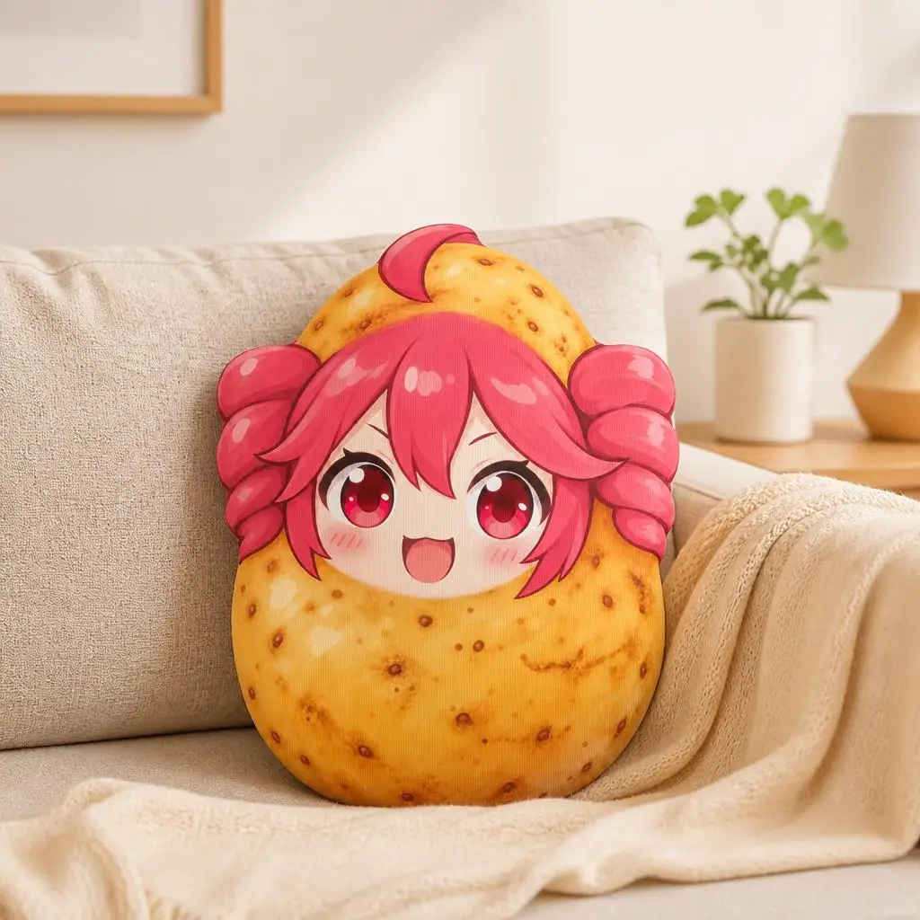 Kasane Teto Chibi Potato Shaped Pillow Cute Anime Character Cushion Irregular Stuffed Throw Pillow for Sofa Home Decor Gift