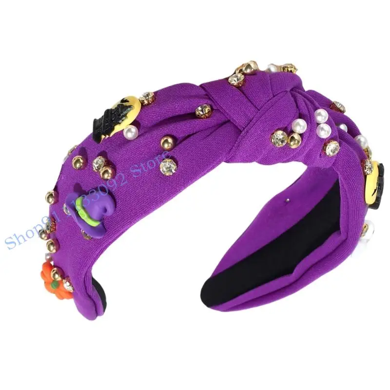 H9ED الهالوين عقال ودية اليقطين الساحرة الخفافيش تصميم الأطفال البالغين زي ملحق موضة هيرباند #2