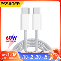 Essager 60W USB C Cable For iPhone 16 15 Plus Pro Max Xiaomi Type C Cable For Macbook Pro iPad PD Fast Charger Cord Type-C Cable