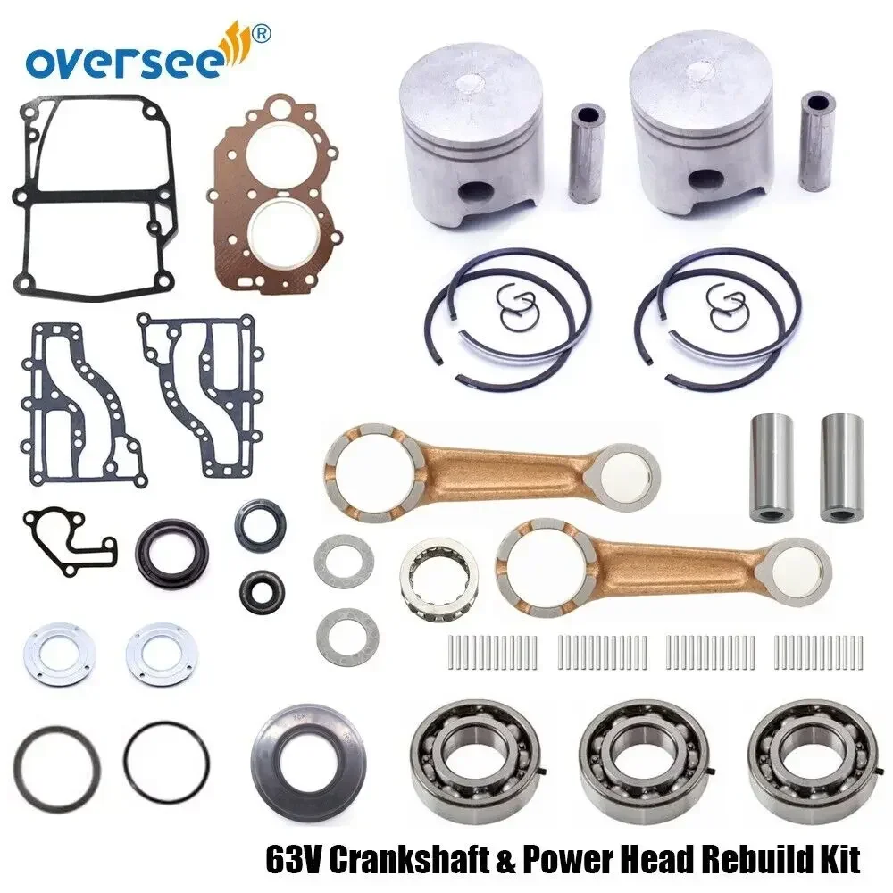 63V/63W Crankshaft & Power Head Rebuild Kit For Yamaha 2T 9.9 15HP 2 Cyl 9.9FMHS Outboard Engine Parts