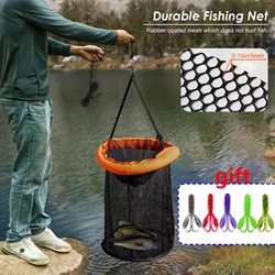 THKFISH Fish Shrimp Basket Portable Fishing Bucket Quick Dry Mesh Storage Bag Fishing Net Anti-jump Net Lobster Pocket