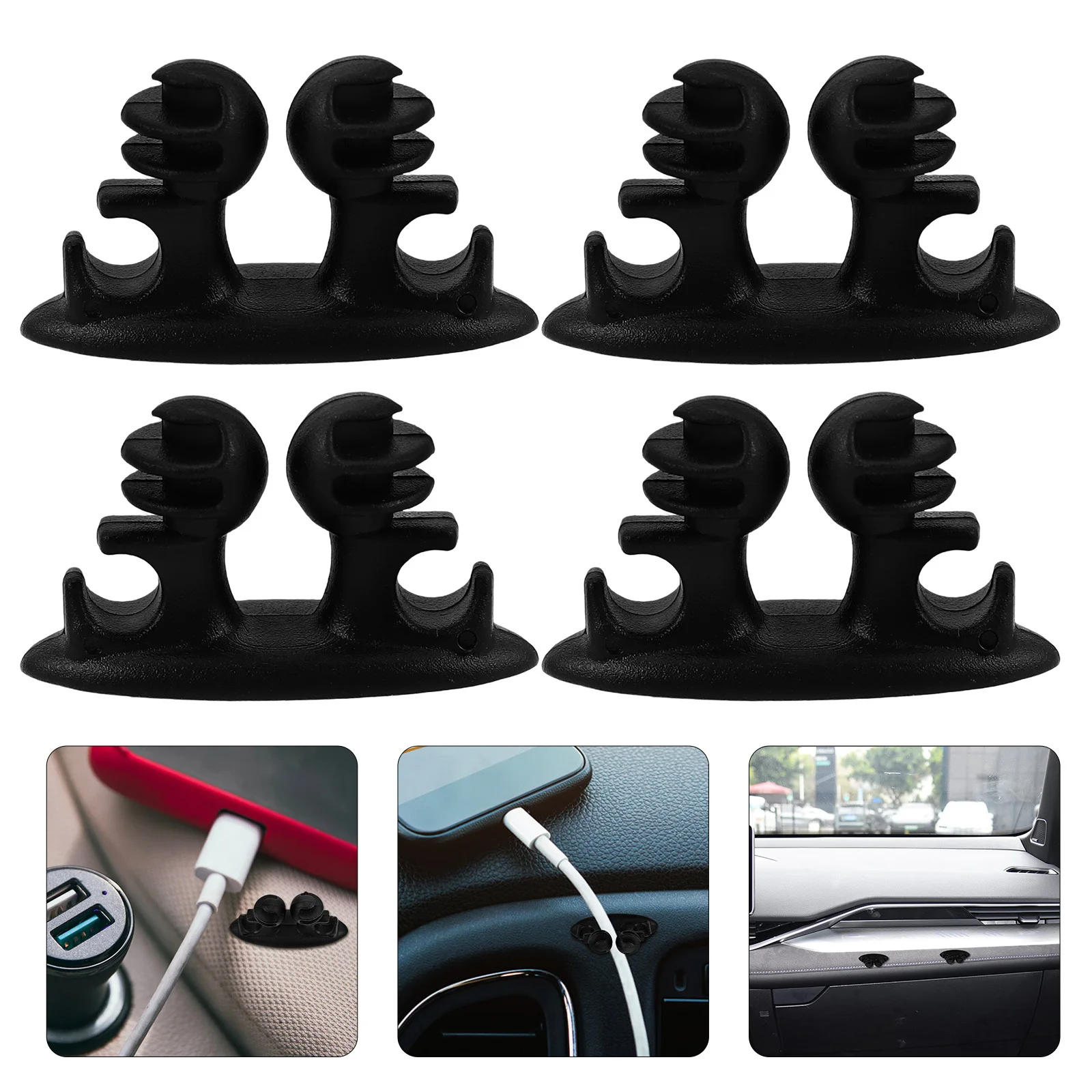 

8pcs Cable Holder Clip Wire Organizer For Car Desk Home Adhesive Cord Management Clips Charging Cables Headphones Automotive