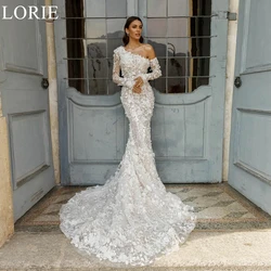 LORIE BOHO Tulle Wedding Dresses One Shoulder Lace Appliques Mermaid Bride Prom Gown 2025 Exquisite Bridal Gowns Customized