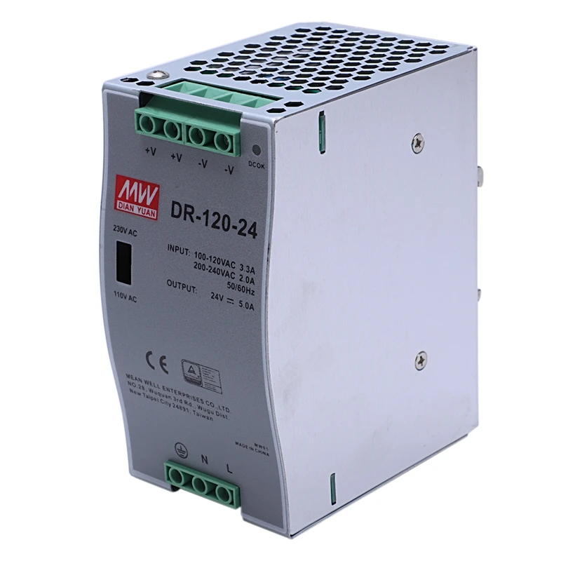 DR-120-24 120W Industrial Grade Rail Power Supply 24V5A Switching Power Supply Rail Mounting Switching Power Supply