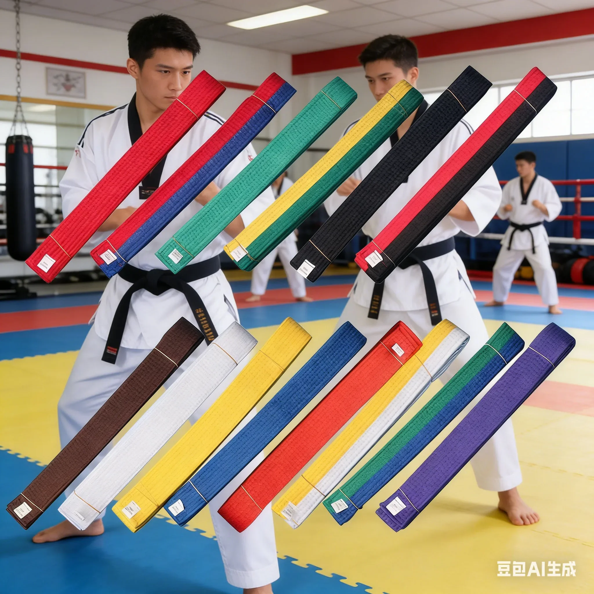 1pc Karate Color Belt 280x4cm Double-layer Cotton Felt Judo Grading Belt  For Kid/Adults Taekwondo Judo Grading Strap Accessory