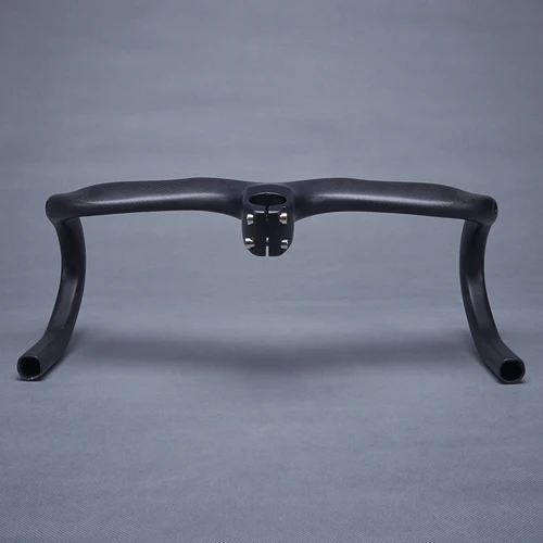 Imagen 2 del producto Manillar integrado de fibra de carbono mate 3K para bicicleta de carretera con vástago de 28,6mm, barra de mango de bicicleta de carretera 400/420/440mm * 90/100/110/120mm