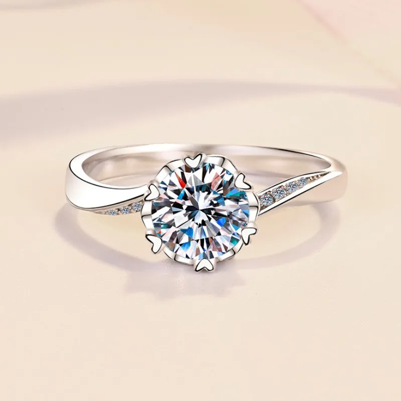 Snowflake Design PT950 Platinum 1CT Moissanite Ring Women's Sparkling Daily Engagement Band
