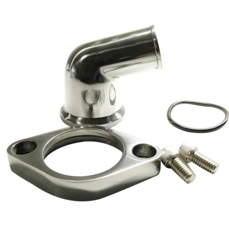 15 ° /45 ° /90 °   Carcasa de termostato de cuello de agua pulido giratorio para Chevrolet SBC BBC 283 302 305 327 350 383 396 427 454 502 Plata