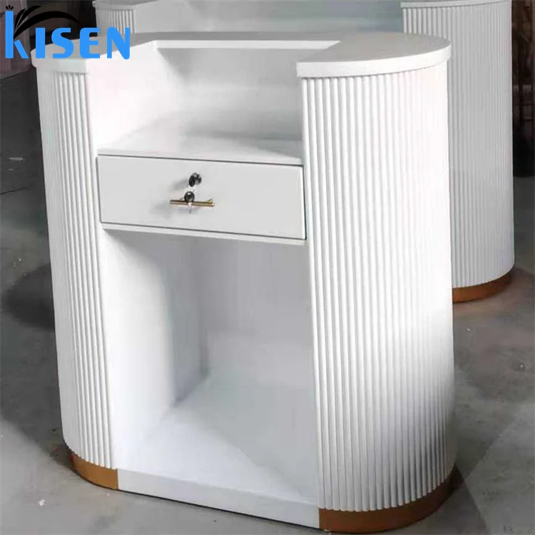 Reception Desk,Modern Luxury Custom Size Front Desk Reception Counter For Office Building & Hospital Made Of Wood-Beauty Salon F