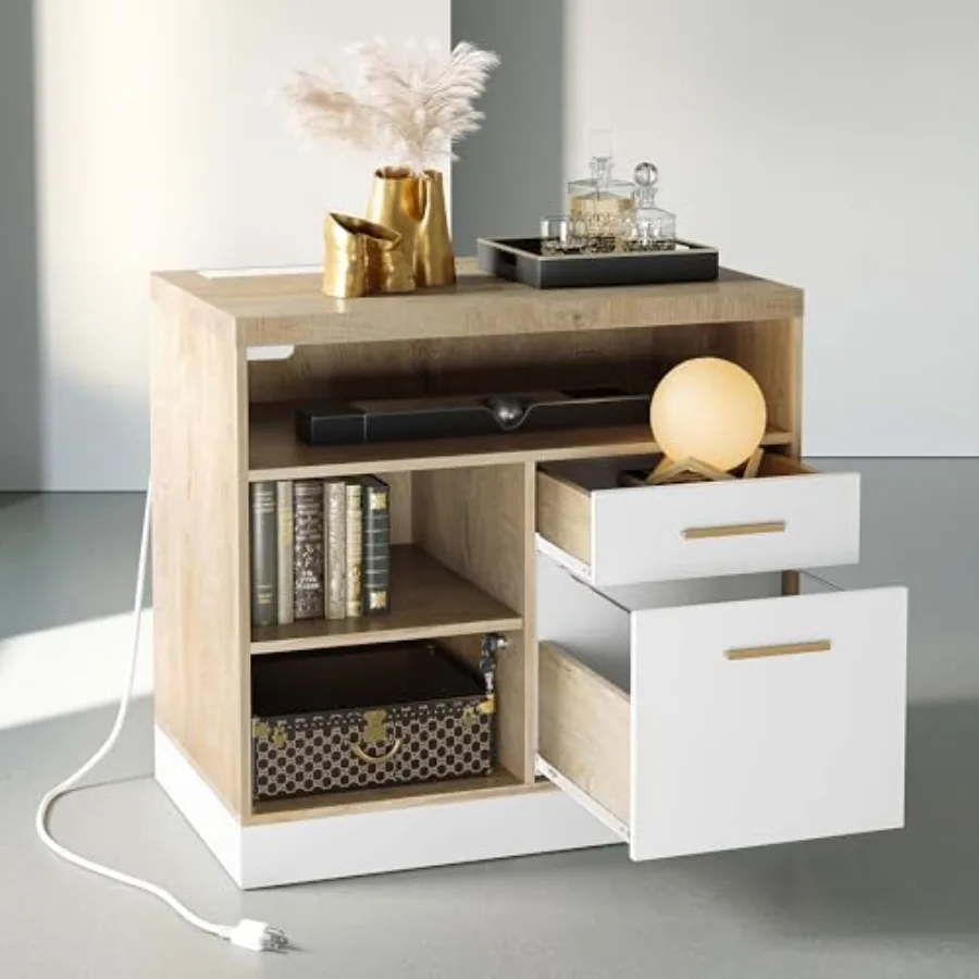 2 Drawer Wood File Cabinet for Home Office Storage, White Wanult