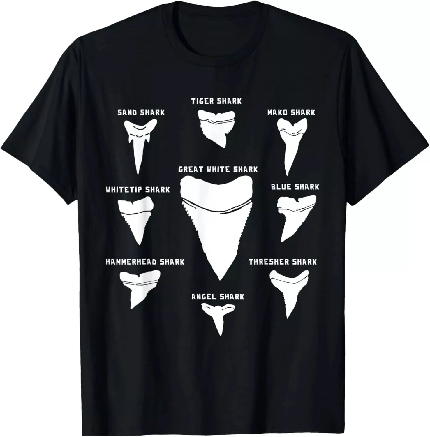 Exploring the-9 Types of Shark Teeth Overview of Their Unique Adaptation T-Shirt