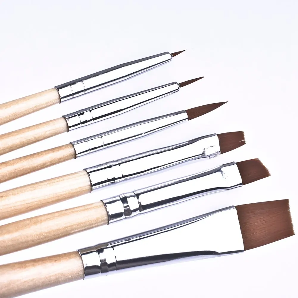 6Pcs Hand Painted Detail Painting Pen Drawing Art Pen Cosmetics Makeup Brushes Kit Face Body Art Paint Nylon Brush Wooden Handle