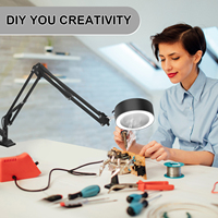 NEWACALOX Table Clamp Welding Smoking Instrument EU/US Plug Exhaust Fume Fan 3 Colors Adjustable LED Light Soldering Equipment