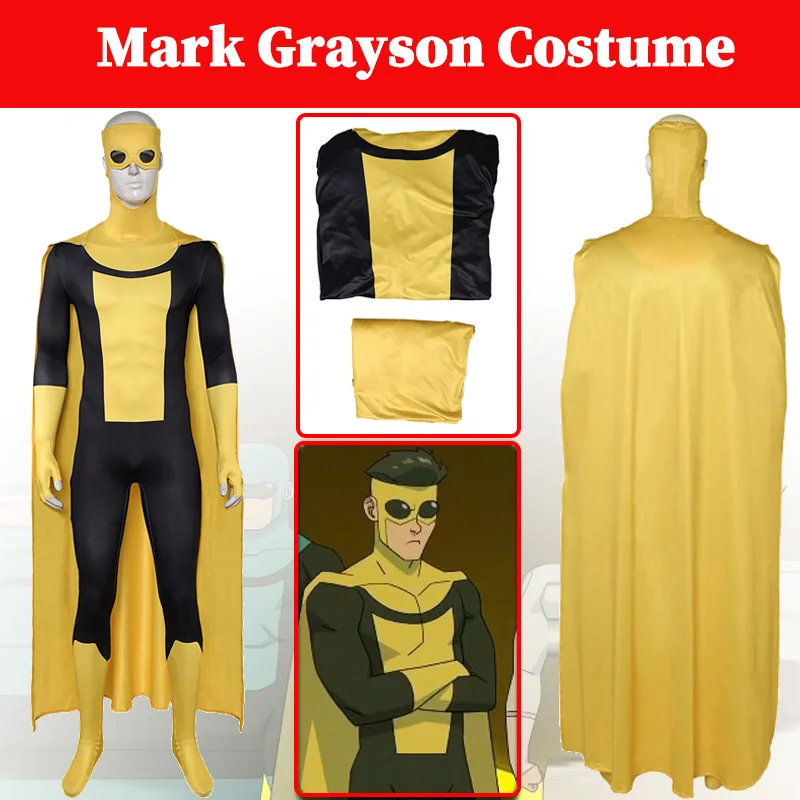 

Желтый Марк Грейсон Косплей Костюм Мультфильм Непобедимые Комбинезоны Для Ролевых Игр Набор Плащ Мужчины Взрослый Мужской Хэллоуин Карнавальный Костюм