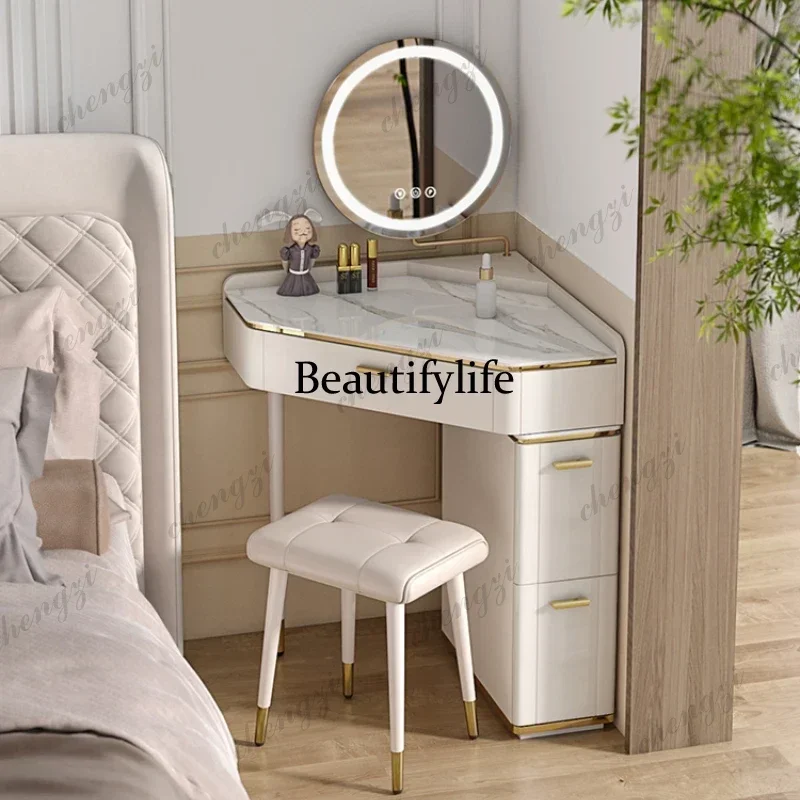 C45 Corner Luxury Vanity Dresser Storage Mirror Set Women Organizer Dressers Makeup Drawer Coiffeuse Chambre