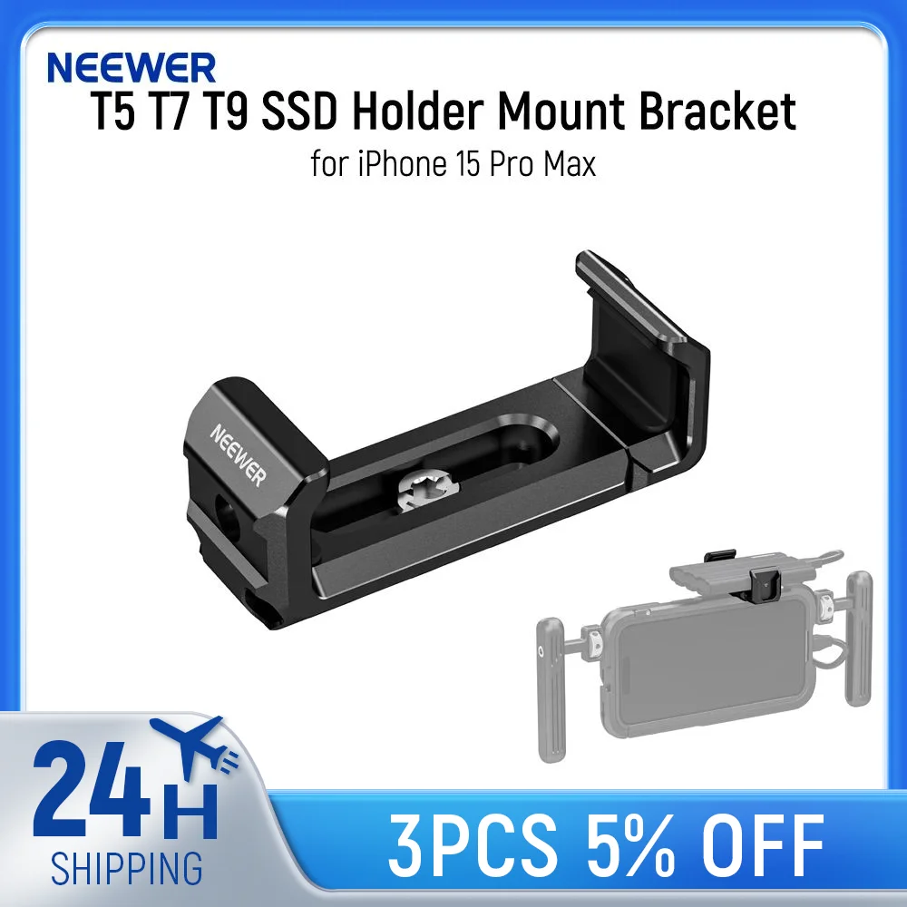 NEEWER T5 T7 T9 SSD uchwyt uchwyt do iPhone 15 Pro Max telefon klatka 2.2 "-3"/55-75mm SSD zacisk do Samsung/Iphone