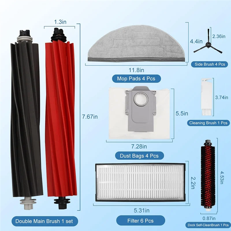 B98A-الفرشاة الدوارة الرئيسية فرشاة جانبية ممسحة القماش لـ Roborock S8 S8 Pro Ultra S8 + S8 + Pro ملحقات المكنسة الكهربائية #6