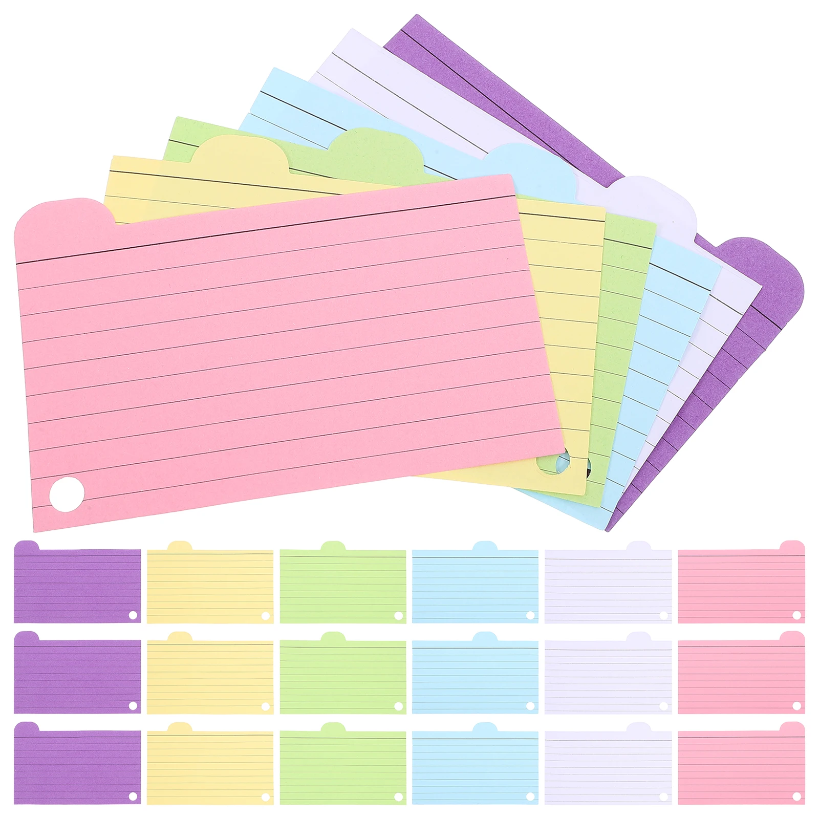 

1Set Index Cards Punchhole Ring Design Paper Memory Word Book Study Essentials College Office Supplies Colored