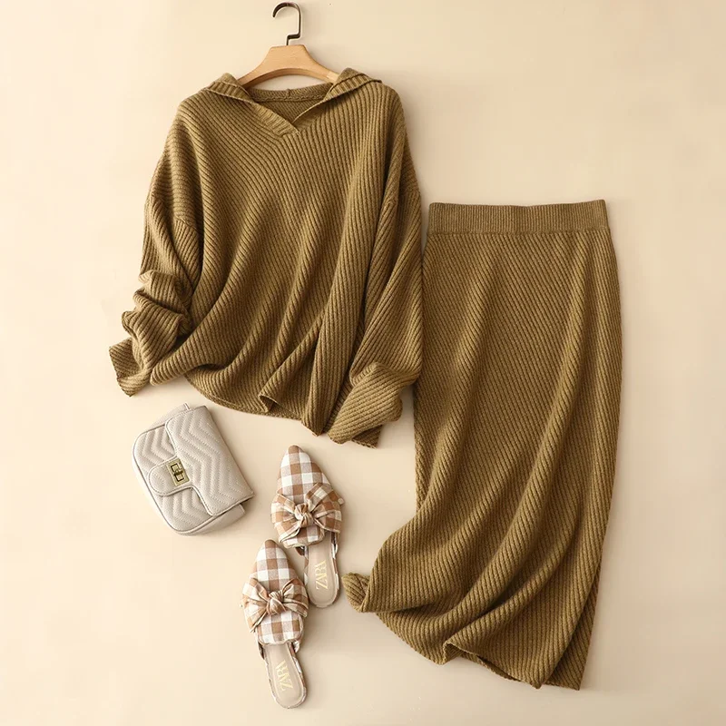 women's winter new luxury 100% cashmere set