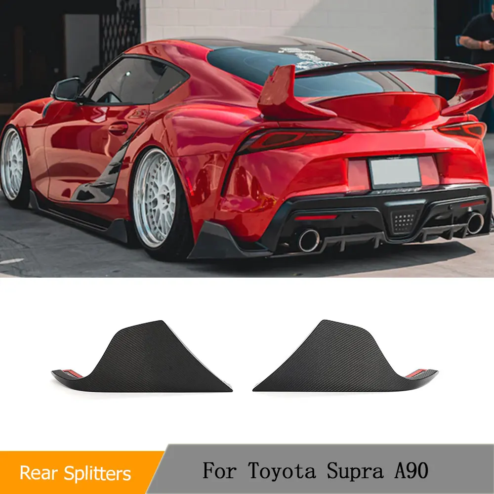 Real Carbon Fiber Rear Bumper Side Corner Apron Cover Trims For Toyota GR Supra A90 A91 2020-2023 Auto Car Rear Splitters