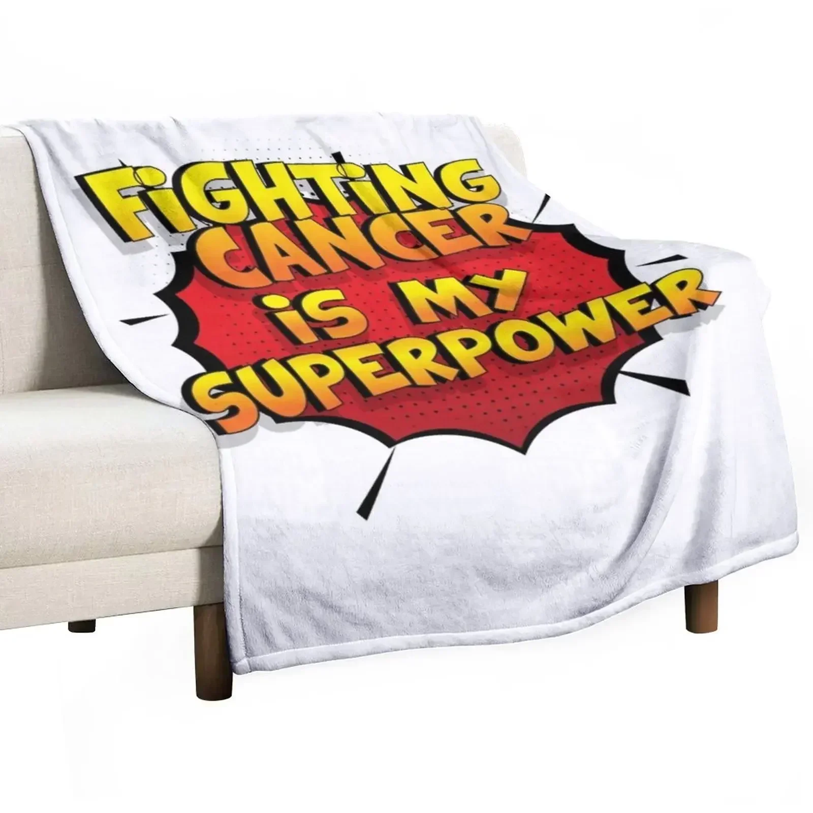 Fighting Cancer is my Superpower Funny Design Fighting Cancer Gift Throw Blanket Multi-Purpose Soft Plaid Blankets