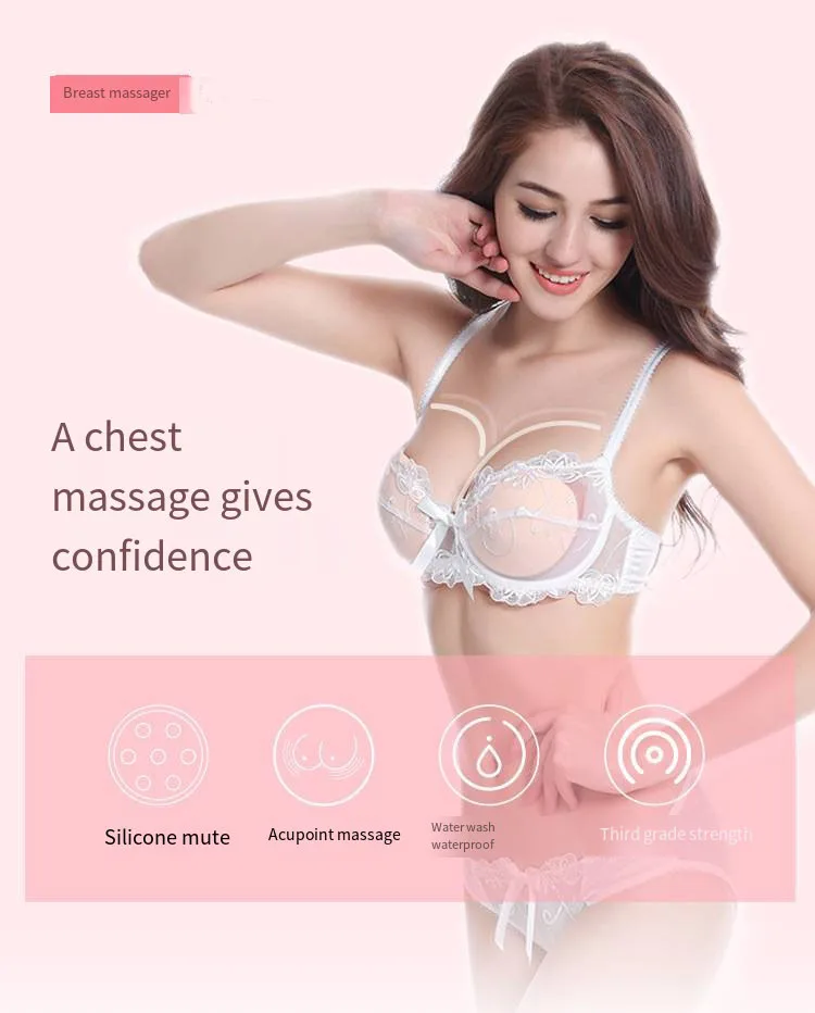 Instrumento de aumento de pecho, terapia de masaje de luz roja, almohadilla de masaje de pecho, compresa caliente, masaje de vibración inalámbrico