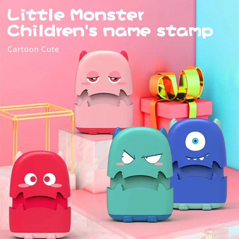 Aangepaste babynaamstempel, gepersonaliseerde waterdichte kleine monsterstempel voor kinderen, studentenkleding, niet gemakkelijk te vervagen, veiligheidszegel