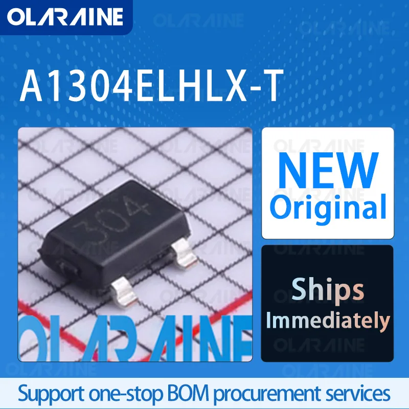 

5/10/100Pcs A1304ELHLX-T SOT-23-3 original ic chip Board interface Hall effect/magnetic sensor RoHS Current 7.7 mA Voltage 3.3 V
