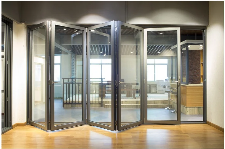 Aluminum Folding Door With High Quality Double Glass Design