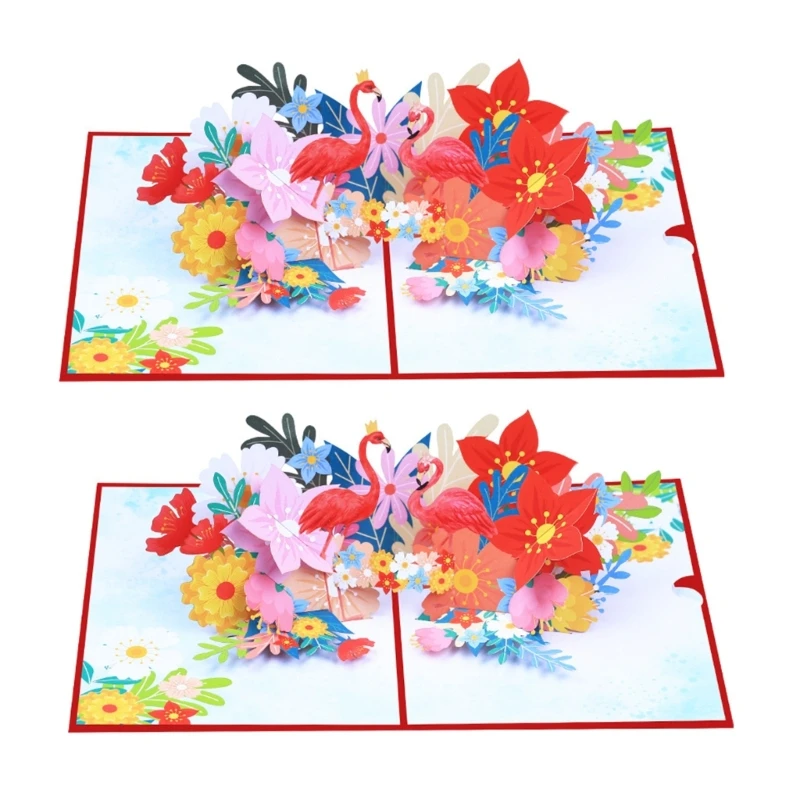 3D Florals Flamingo Cards Popup Greeting Cards Blank Note Cards with Envelope