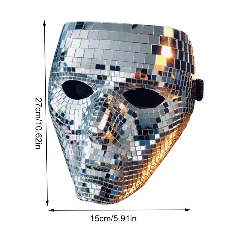 Unique Disco Ball Glitter Face Mask Festival Masquerade Masks for Party Mirror Glass for DJ Stage Bar Party Holiday Decoration