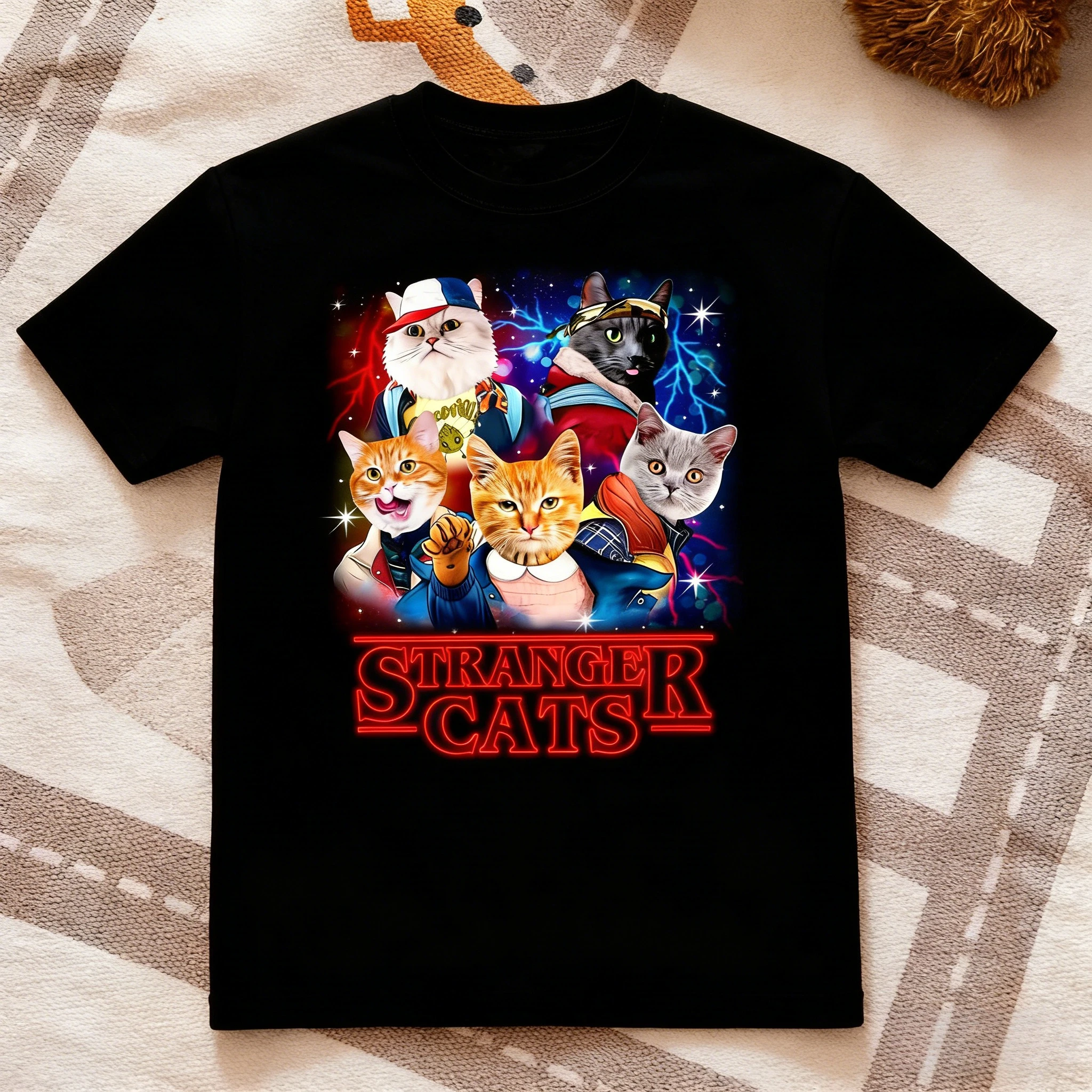 

Футболка STR ANGER CATS Stranger Cats с забавным принтом, мужские и женские футболки из 100% хлопка, футболка унисекс с короткими рукавами, новинка 2026 S-4XL