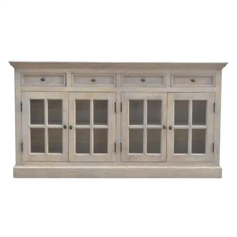

Глазурованный сервант из массива дерева и камня — современный шкаф в деревенском стиле для хранения и витрины в гостиной, прочный дизайн с
