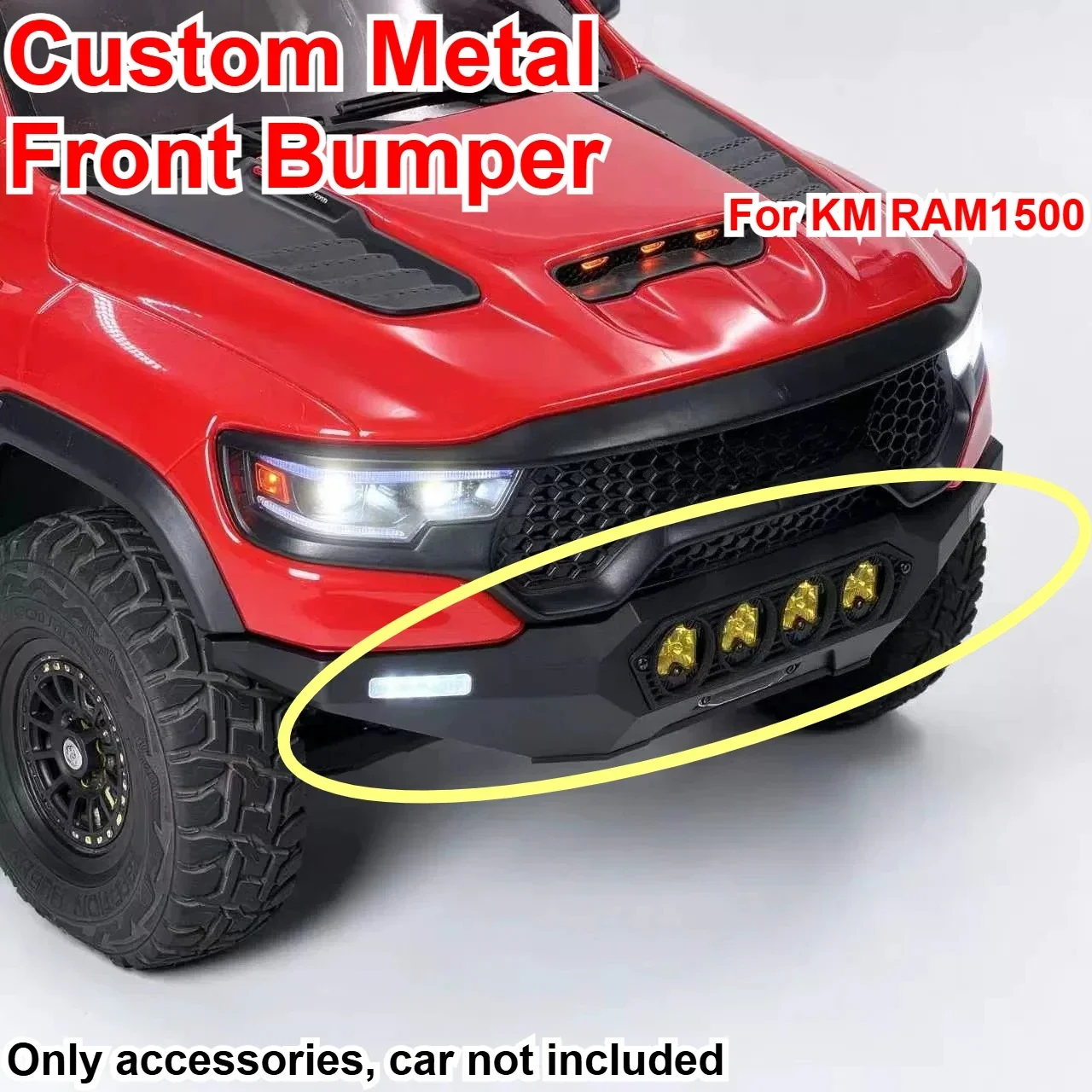 Metal Front Bumper Decor For KM RAM1500 1/8 RC Offroad Pickup Truck Custom Model Number RC Hobby Decorative Upgrade Mod Parts