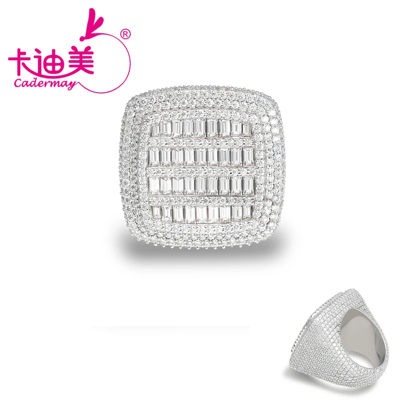 

CADERMAY Fashion Jewelry Circular Baguette S925 Sterling Silver D VVS1 Moissanite Hip Hop Ring For Men Women