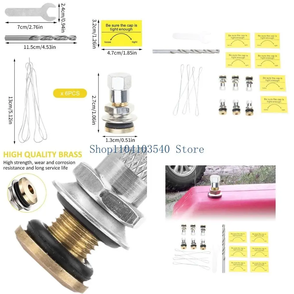 02DC 6Pcs Practical Vent Caps Set With Double Seal Rubber For Durability