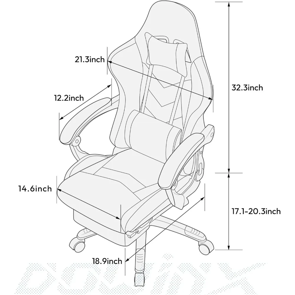 Dowinx Gaming Chair Ergonomic Racing Style Recliner with Massage Lumbar Support, Office Armchair for Computer PU Leather